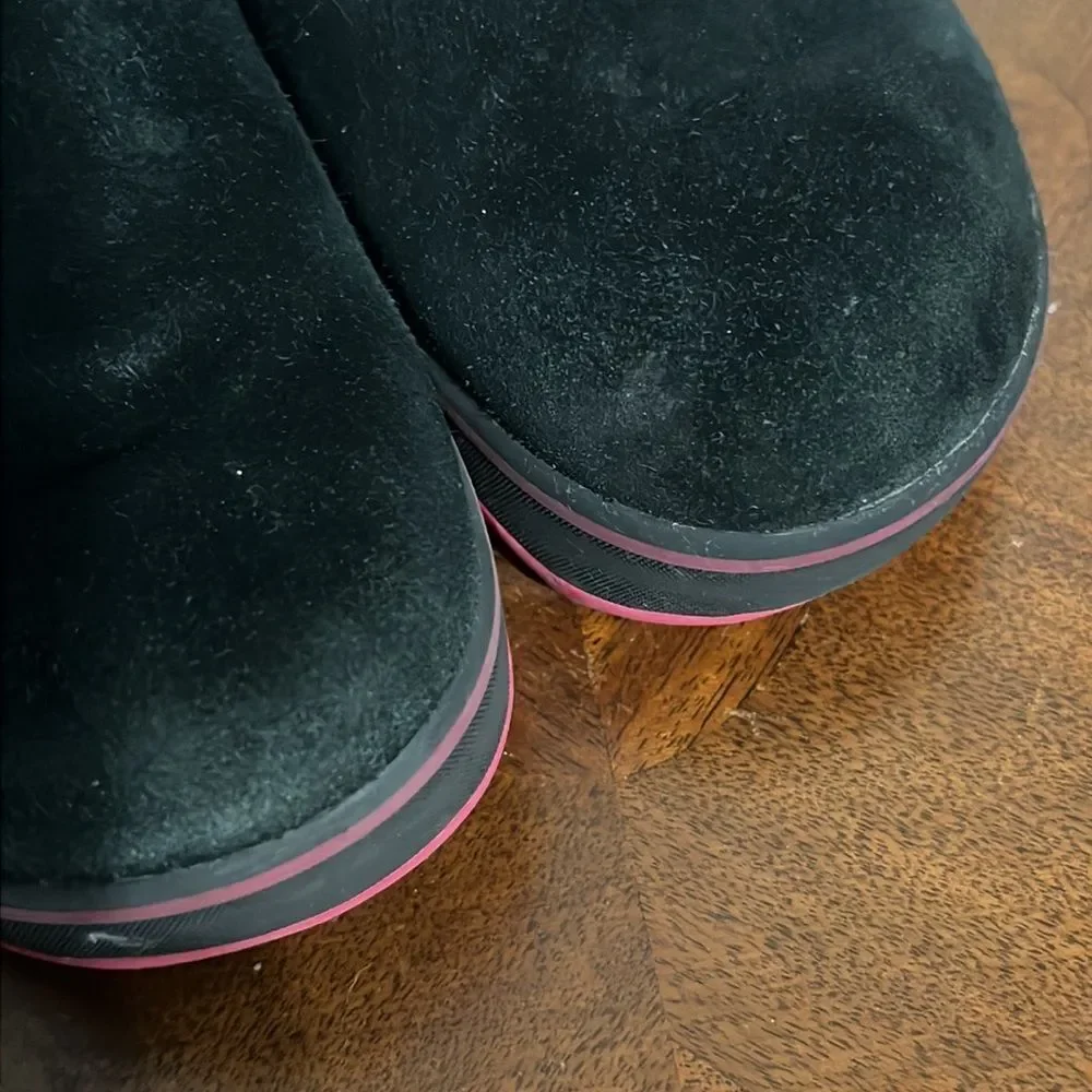 🔥🔥 SOREL Glacy Black & Pink SherpaLined Waterproof Suede Boots - Women Sz 5‎